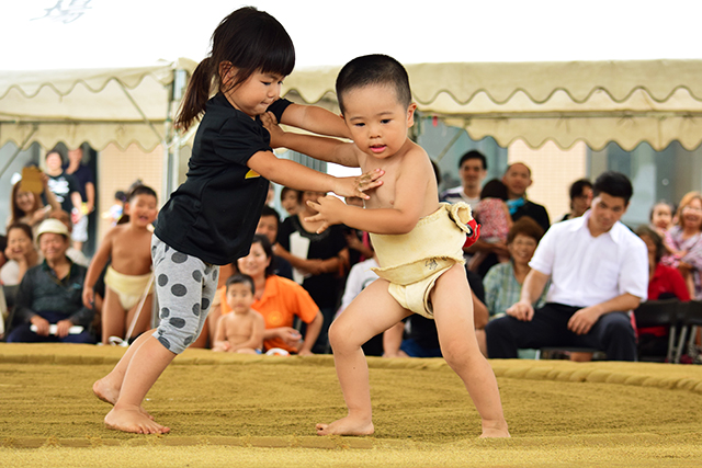 会場をわかせたちびっ子力士たち