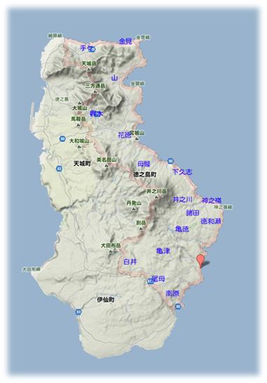 徳之島町集落分布図
