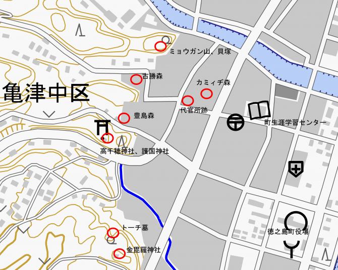 亀津：史跡分布図